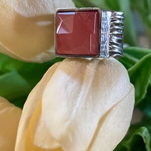 Silpada Sterling Silver and Cherry Crystal  Gemstone Ring -size 6